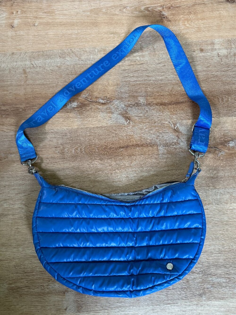 Samantha Brown To-Go Quilted Belt Bag Bravo Blue Puffer Crossbody